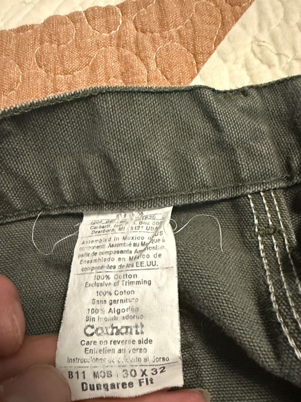 2 Pairs of Vintage Carhartt Dark Olive Duck Canvas Work Pants 30x32 - Picture 3 of 5